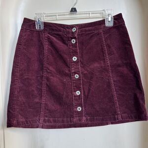 Arizona Jean Co Burgundy Corduroy Button Down Y2K Mini Skirt Youth Size 9
